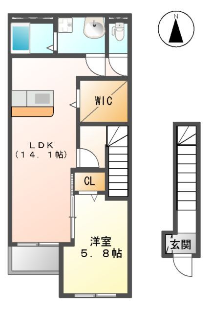 本巣郡北方町高屋のアパートの間取り