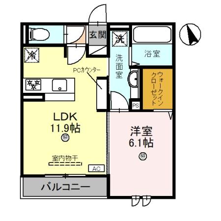 明石市西新町のアパートの間取り