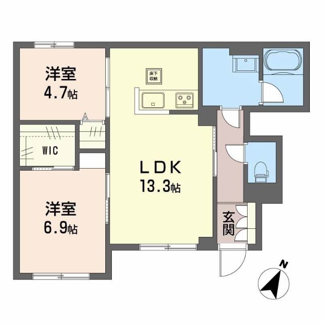 岡山市中区東川原のアパートの間取り