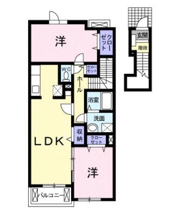 知多郡阿久比町大字白沢のアパートの間取り