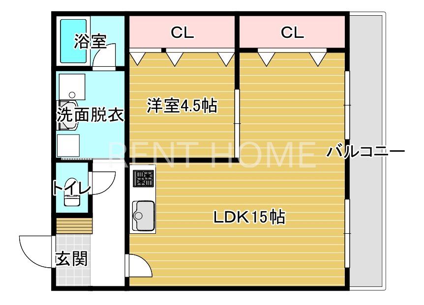 羽曳野市栄町のマンションの間取り