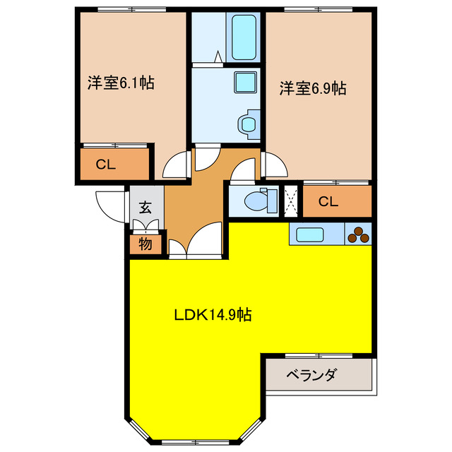 養老郡養老町石畑のアパートの間取り