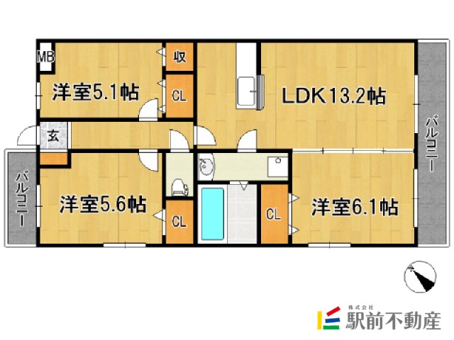 太宰府市宰都のマンションの間取り