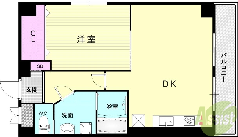 神戸市灘区記田町のマンションの間取り