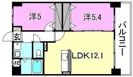 松山市緑町のマンションの間取り