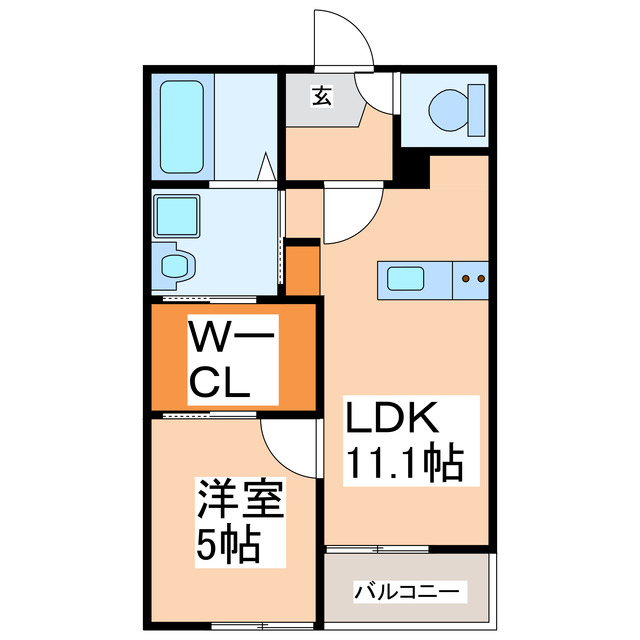 熊本市中央区八王寺町のアパートの間取り