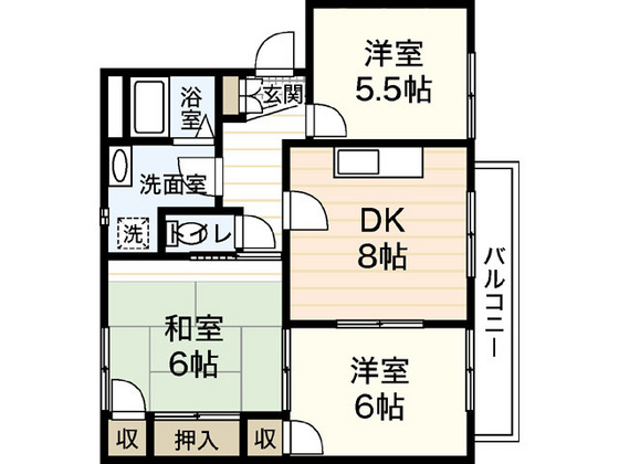 【ディアス川内Ｂ棟の間取り】