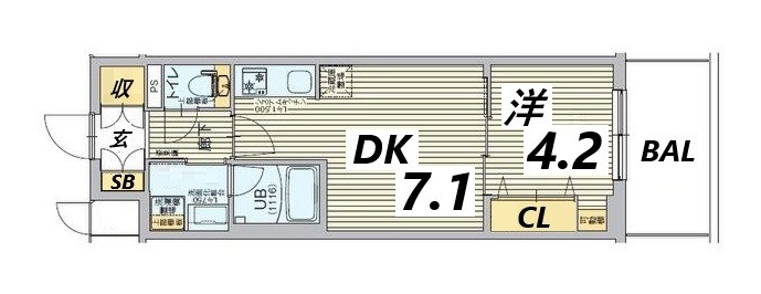 神戸市中央区古湊通のマンションの間取り