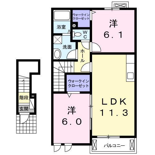 姶良市東餅田のアパートの間取り