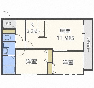 札幌市西区西野一条のマンションの間取り