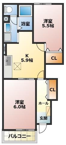 【薩摩川内市中郷のアパートの間取り】