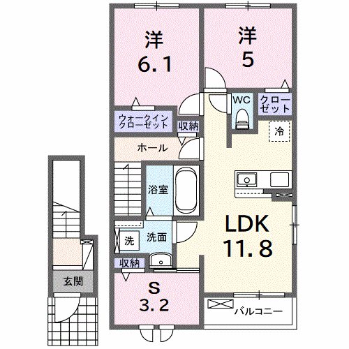 揖保郡太子町蓮常寺のアパートの間取り