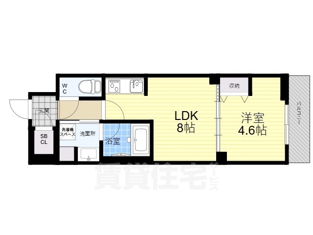 京都市南区唐橋経田町のマンションの間取り