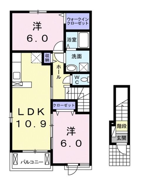 大洲市新谷のアパートの間取り