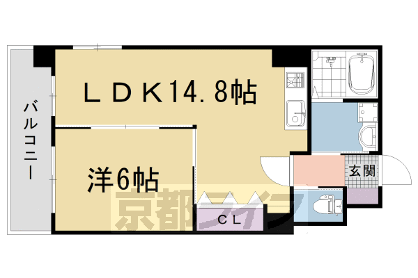 京都市右京区西京極東大丸町のマンションの間取り