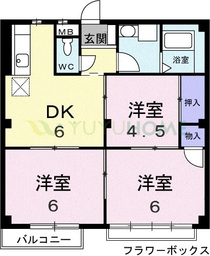 地下鉄七隈線 野芥駅 バス乗車時間：8分 最寄りバス停で下車 徒歩3分 2階建 築34年の間取り写真