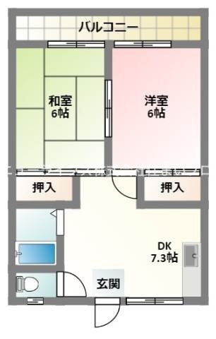 京阪本線 寝屋川市駅 徒歩23分 6階建 築50年の間取り写真