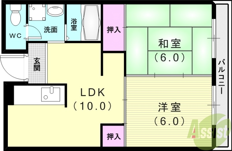 尼崎市名神町のマンションの間取り