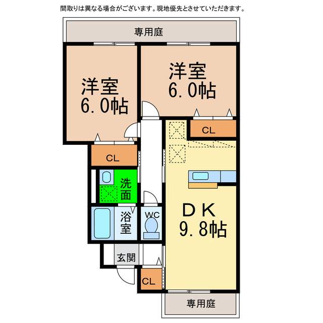 阿南市福村町のアパートの間取り