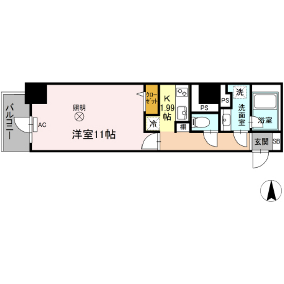 岡山市北区表町のマンションの間取り