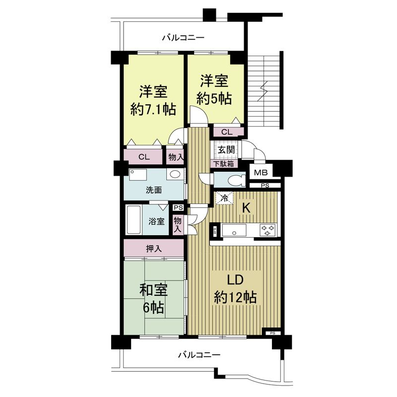 西宮市樋之池町のマンションの間取り