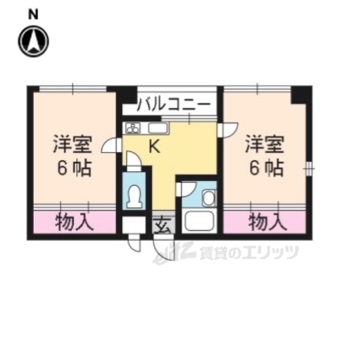 京都市右京区谷口梅津間町のマンションの間取り