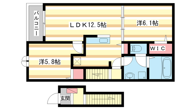 大和郡山市新町のアパートの間取り