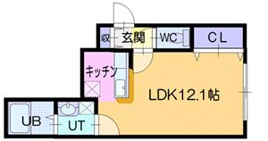 【札幌市白石区本郷通のアパートの間取り】