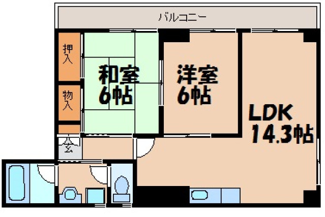 安芸郡海田町南大正町のマンションの間取り