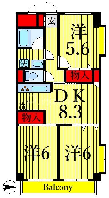 江戸川区南葛西のマンションの間取り