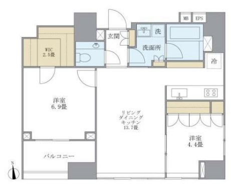 港区麻布十番のマンションの間取り