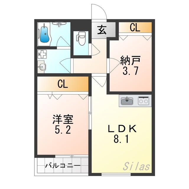 大阪市東淀川区大桐のアパートの間取り