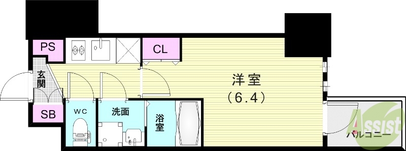 神戸市中央区中山手通のマンションの間取り