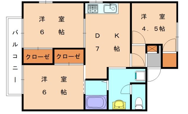 宗像市日の里のアパートの間取り