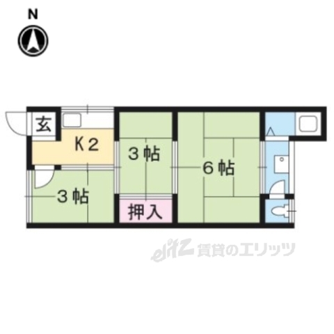 京都市右京区嵯峨野嵯峨ノ段町のアパートの間取り