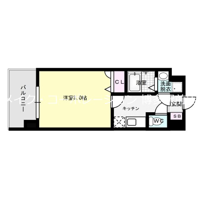 福岡市博多区中洲中島町のマンションの間取り