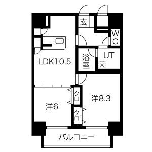 名古屋市中川区荒子のマンションの間取り