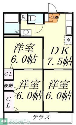 春日部市内牧のアパートの間取り