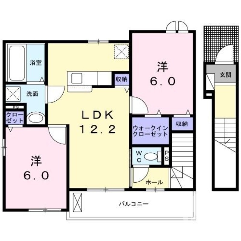 大阪狭山市東池尻のアパートの間取り