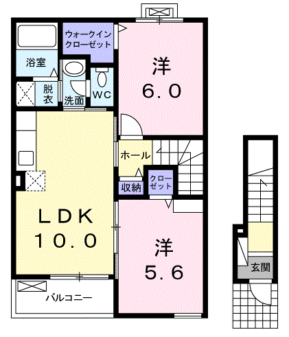 ＪＲ奥羽本線 弘前駅 バス乗車時間：21分 最寄りバス停で下車 徒歩6分 2階建 築14年の間取り写真