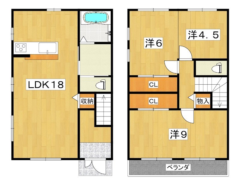 田井町貸家の間取り写真