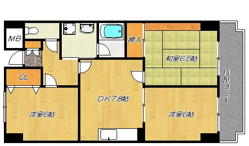 交野市星田のマンションの間取り