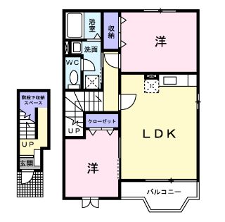 福山市新市町大字戸手のアパートの間取り