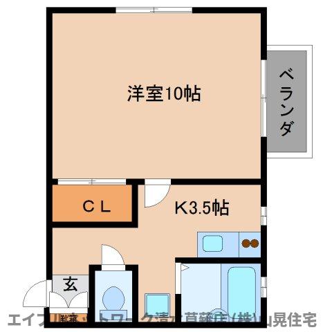 静岡市清水区草薙一里山のアパートの間取り