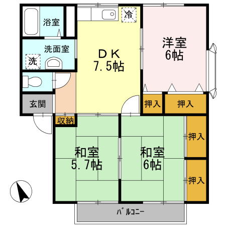 尾道市高須町のアパートの間取り