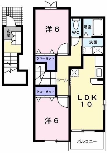 新居浜市角野新田町のアパートの間取り