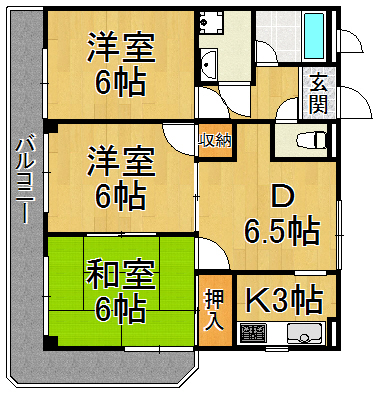 西宮市弓場町のマンションの間取り