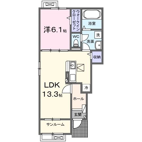 鈴鹿市岸岡町のアパートの間取り