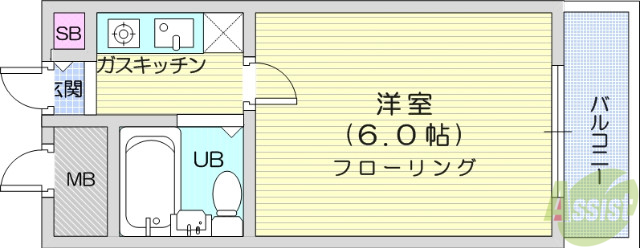 仙台市宮城野区苦竹のマンションの間取り