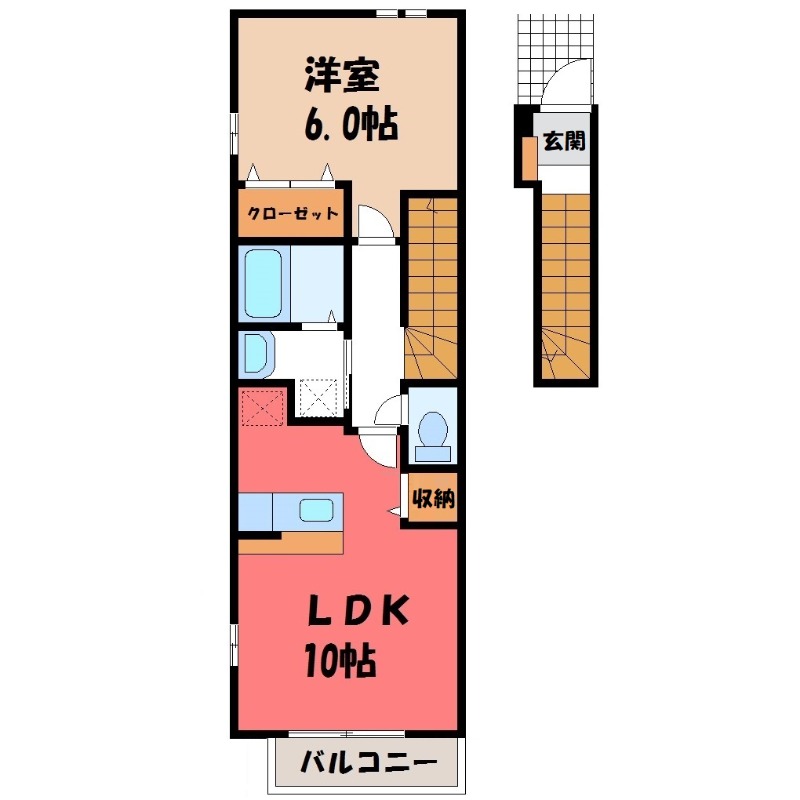 太田市内ケ島町のアパートの間取り